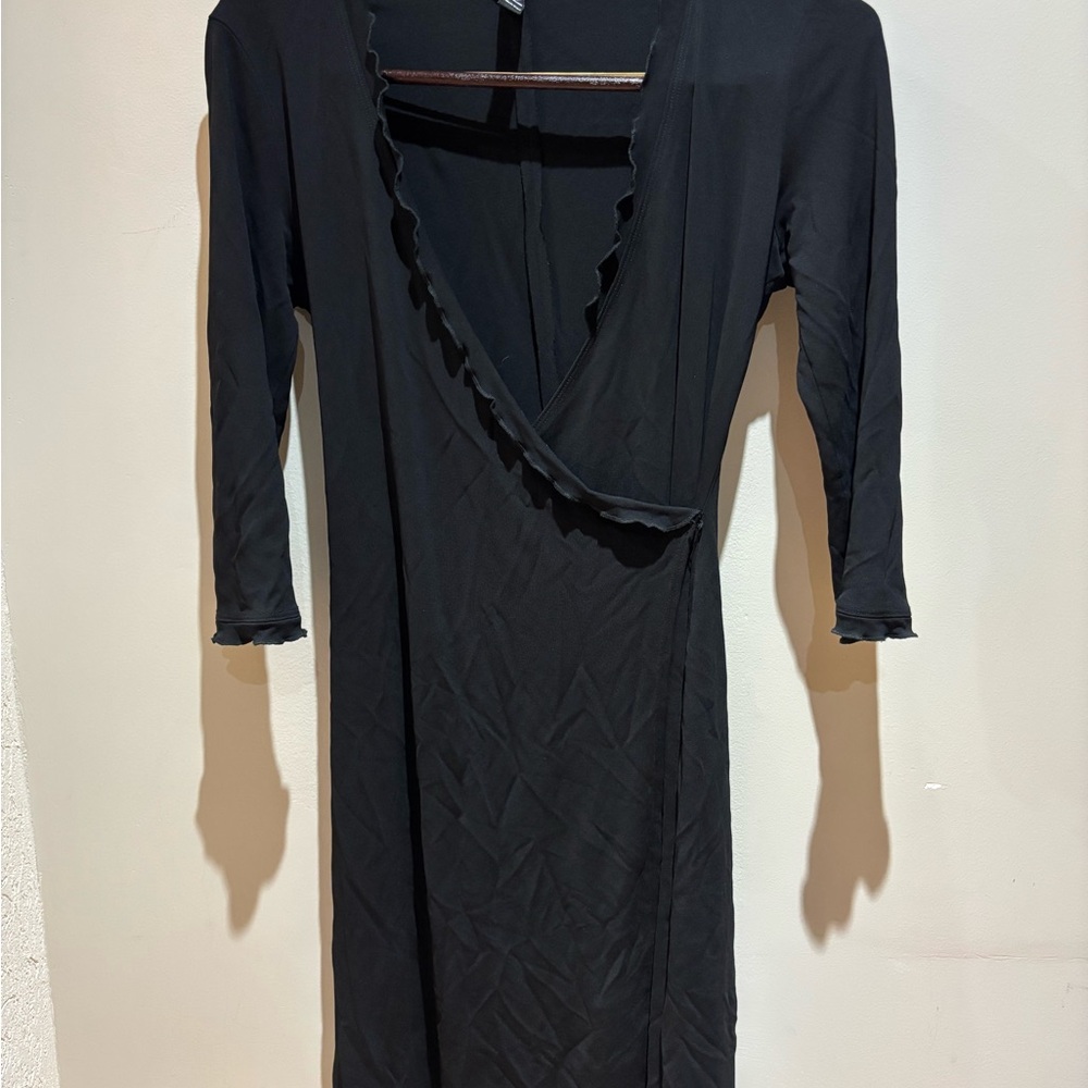 Laundry By Shelli Segal Black Asymmetrical Wrap Dress
